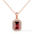 925 Sterling Silver Rose Gold Ruby Colar Pingente